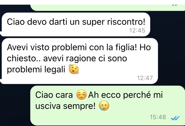 Riscontro di una cliente